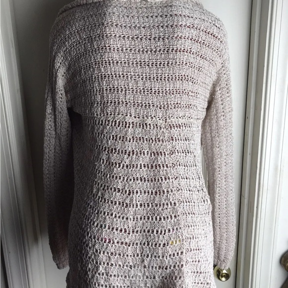 CACHE SHAWL COLLAR DRAPED OPEN FRONT CARDIGAN - BEIGE -SIZE L LARGE - Picture 4 of 11